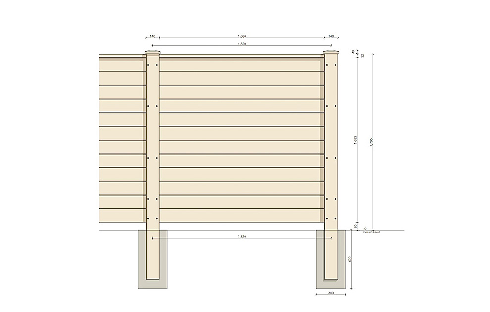 Laminata Timber Fencing horizontal diagram